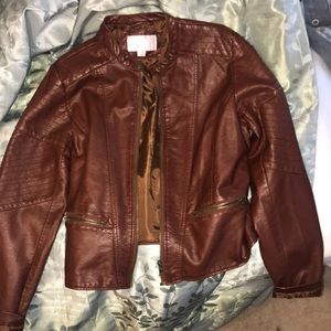 Faux brown leather jacket